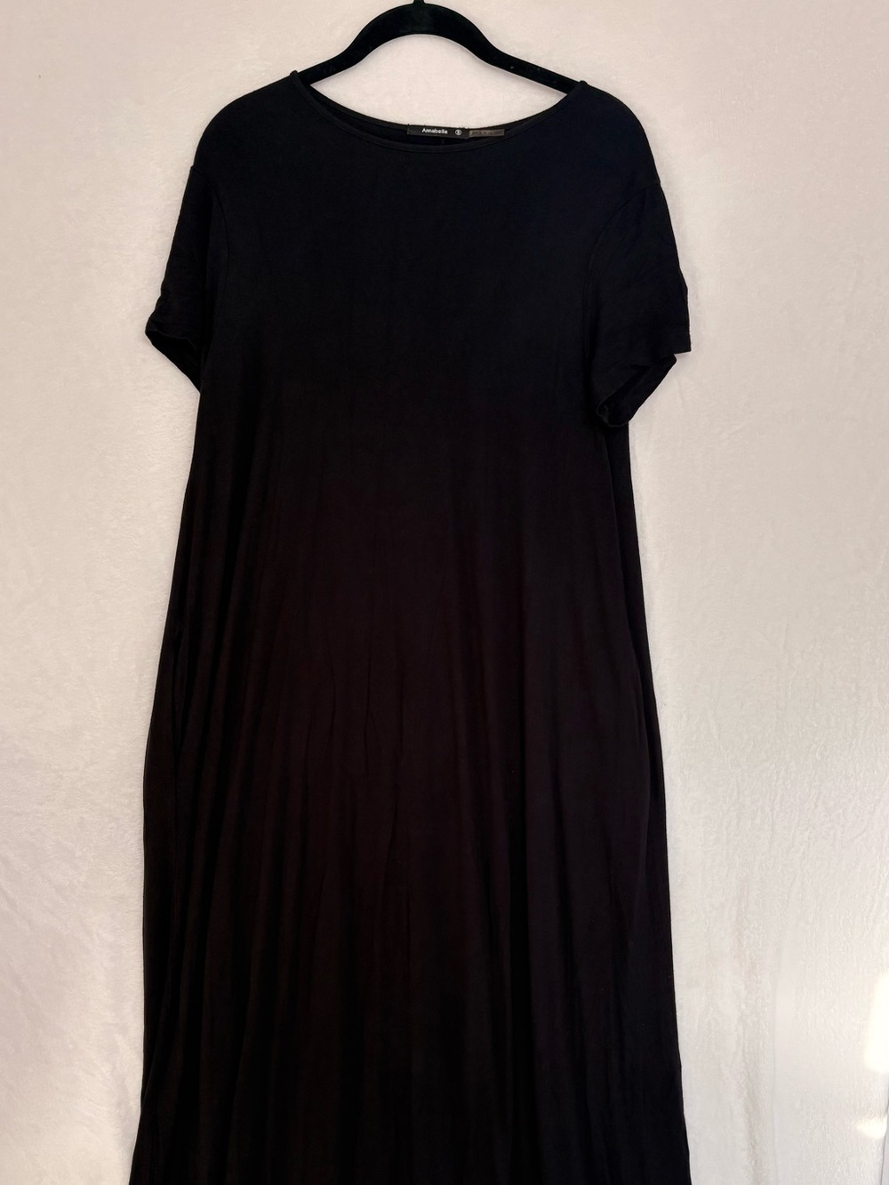 🖤 Annabelle Black Maxi T-Shirt Dress With Pockets – Size Small